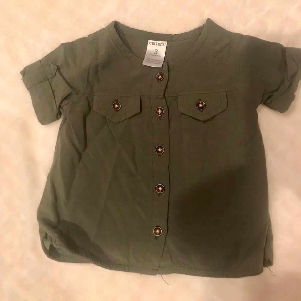 Olive green blouse/top by Carters